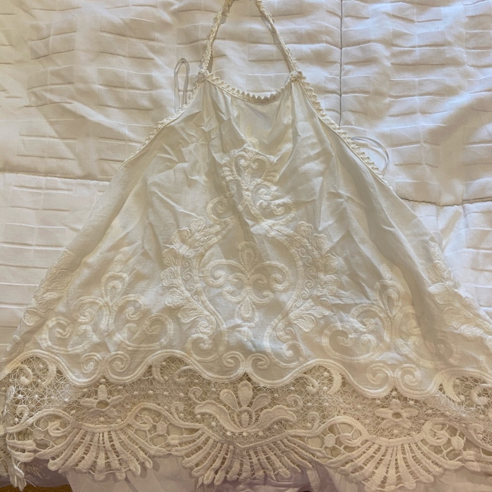 White Halter Crop Backless